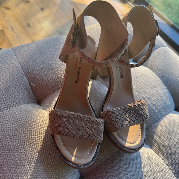 Barbara Barbieri size 7 leather‎ Tan Suede Heeled Sandals made in Italy - Picture 3 of 6